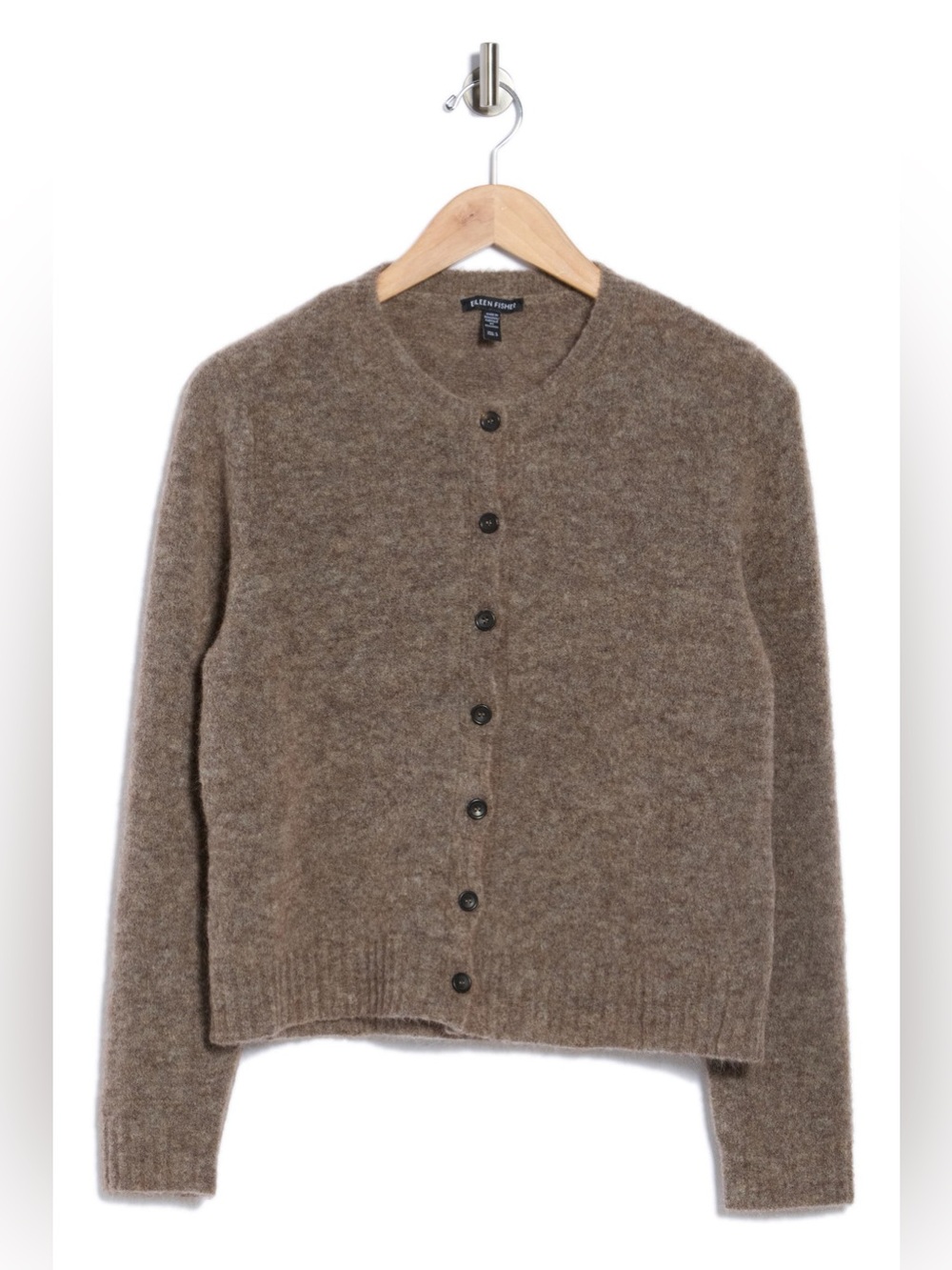 Eileen Fisher Mohair Cashmere & Wool Blend Crewneck Cardigan- large PTP 22 inch
